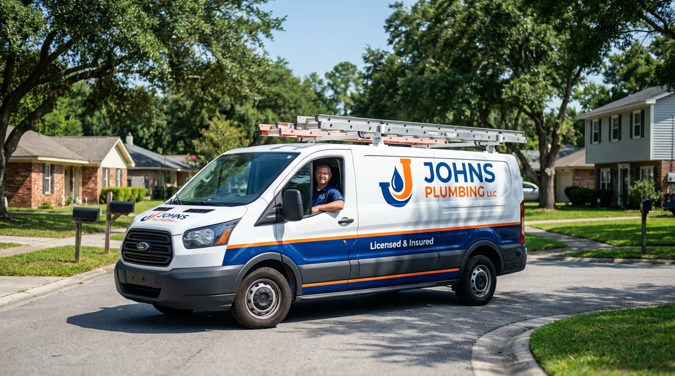 Johns Plumbing LLC service van in Oak Harbor, OH