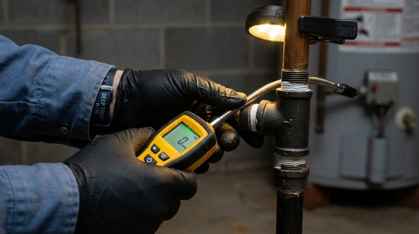 Gas leak detection with electronic sniffer by Johns Plumbing LLC in Oak Harbor