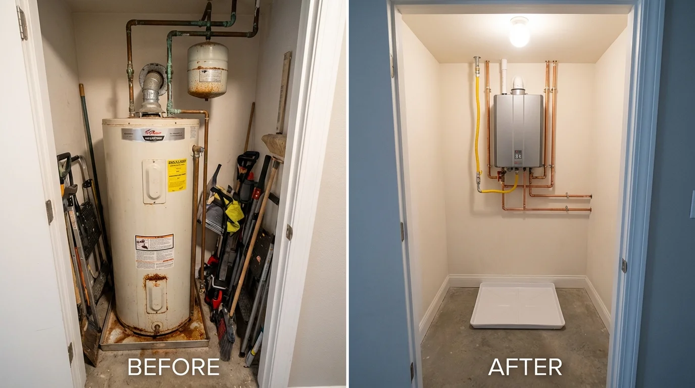 Tank water heater versus wall-mounted tankless unit comparison for Oak Harbor, OH homeowners